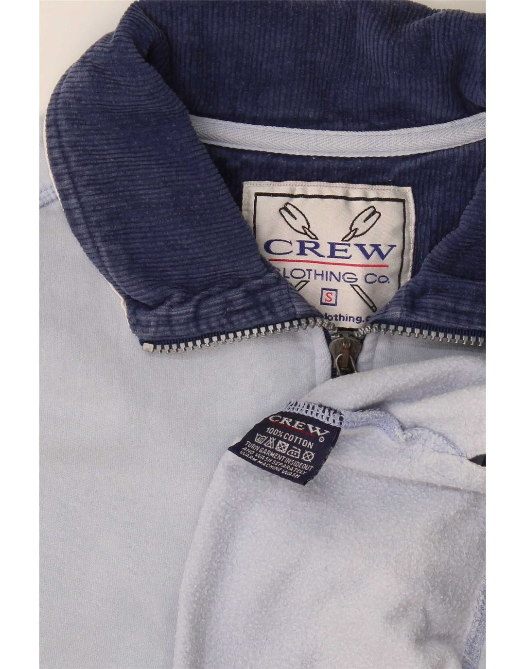 Crew Clothing Męska bluza z zamkiem błyskawicznym, mała, niebieska bawełna