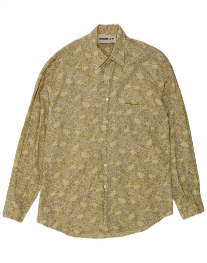 Koszula męska w stylu vintage, duża, khaki, w kwiaty