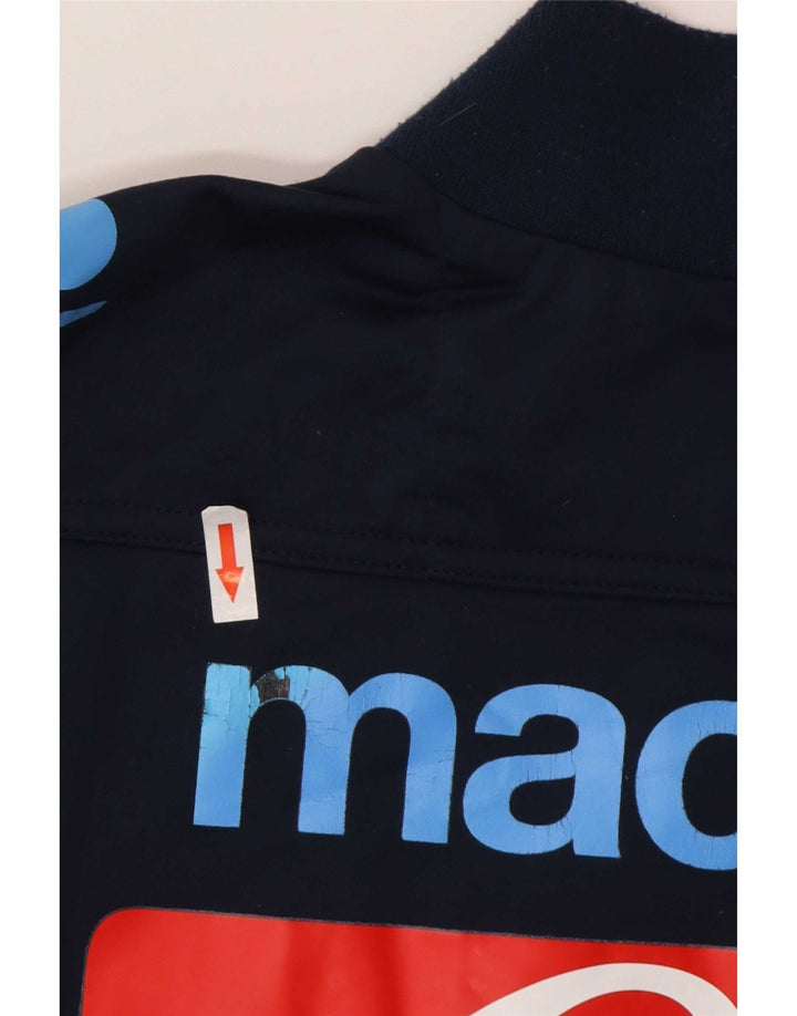 Męski dres Macron z grafiką, duży, granatowy, blok kolorów