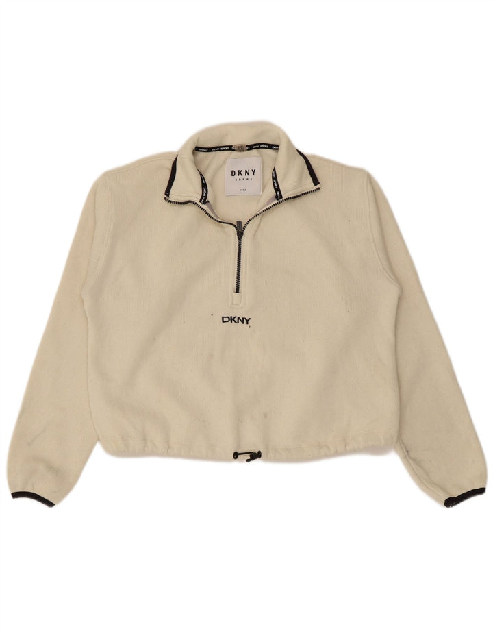 Damska bluza oversize z zamkiem 1/4 Dkny UK 6 XS w kolorze złamanej bieli Poliester