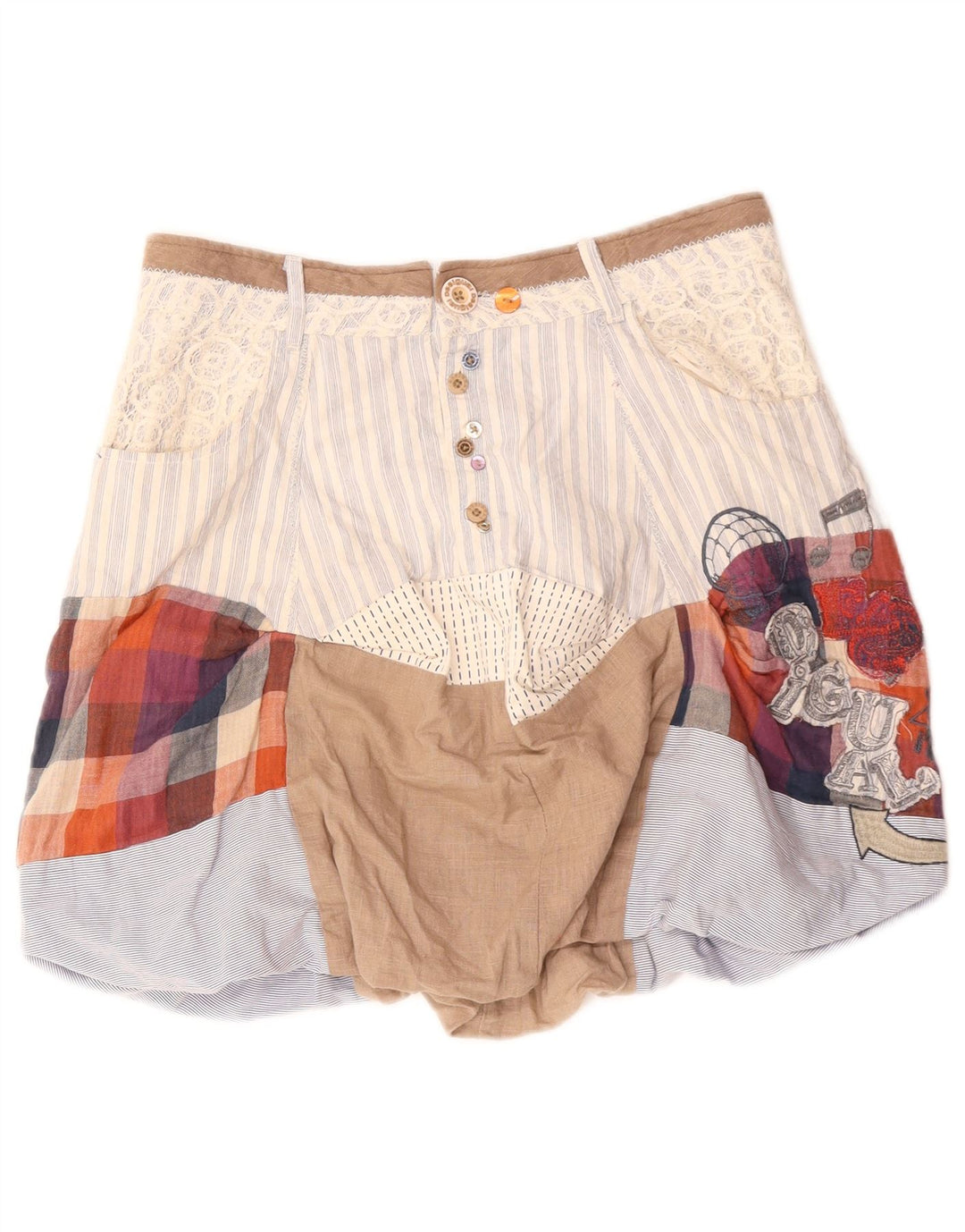 DESIGUAL Damska spódnica bąbelkowa EU 36 Small W30 Wielobarwny patchwork