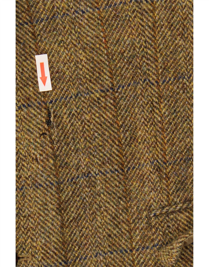 HARRIS TWEED Męska marynarka zapinana na 2 guziki UK 44 2XL Khaki Wełna w kratę