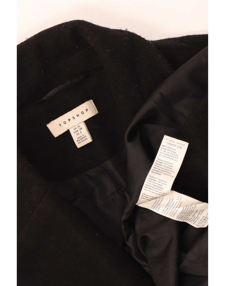 Topshop damski płaszcz oversize z podwójnymi piersiami UK 10, mały, czarny poliester