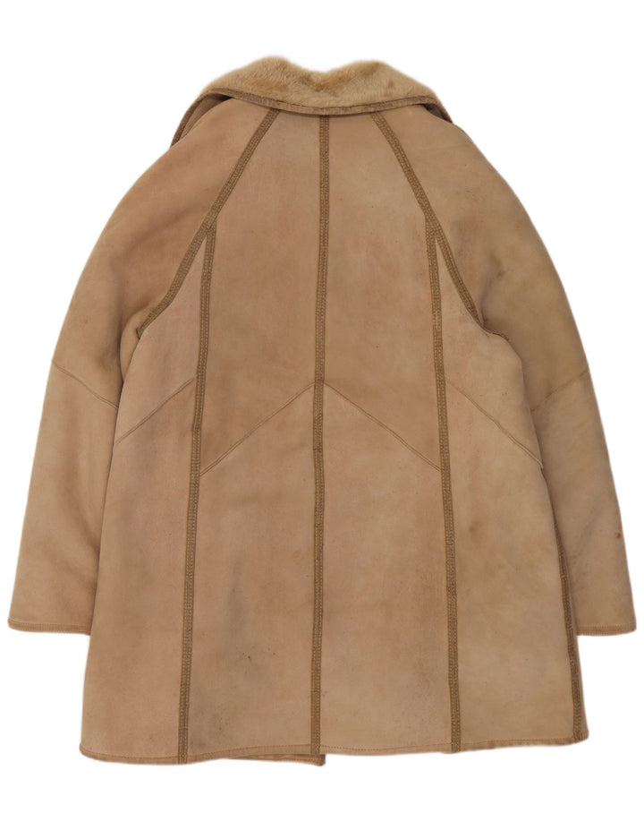 Płaszcz damski VINTAGE IT 46 Duży beżowy płaszcz Shearling
