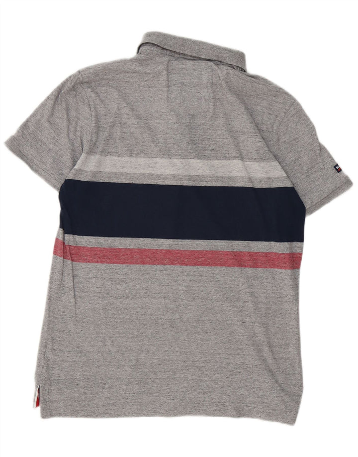 Męska koszulka polo Superdry, duża, szara, bawełniana w paski