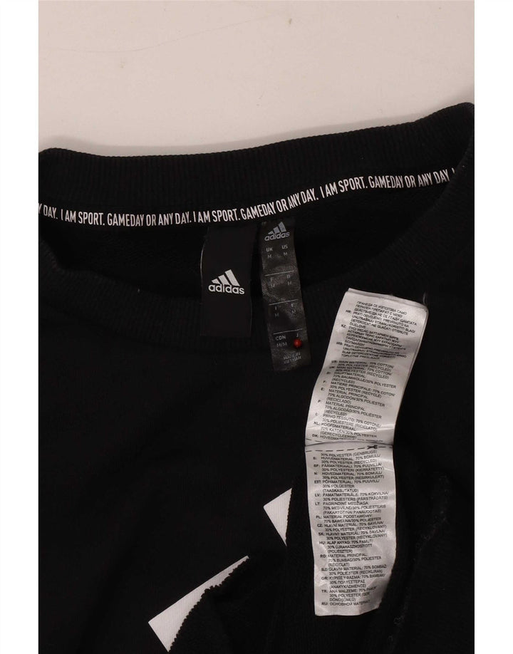 Męska bluza Adidas z grafiką, średnia czarna bawełniana