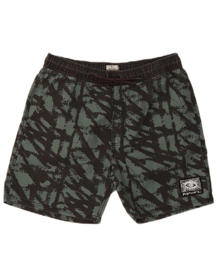 Męskie spodenki kąpielowe RIP CURL w abstrakcyjny wzór, małe, zielone, poliestrowe
