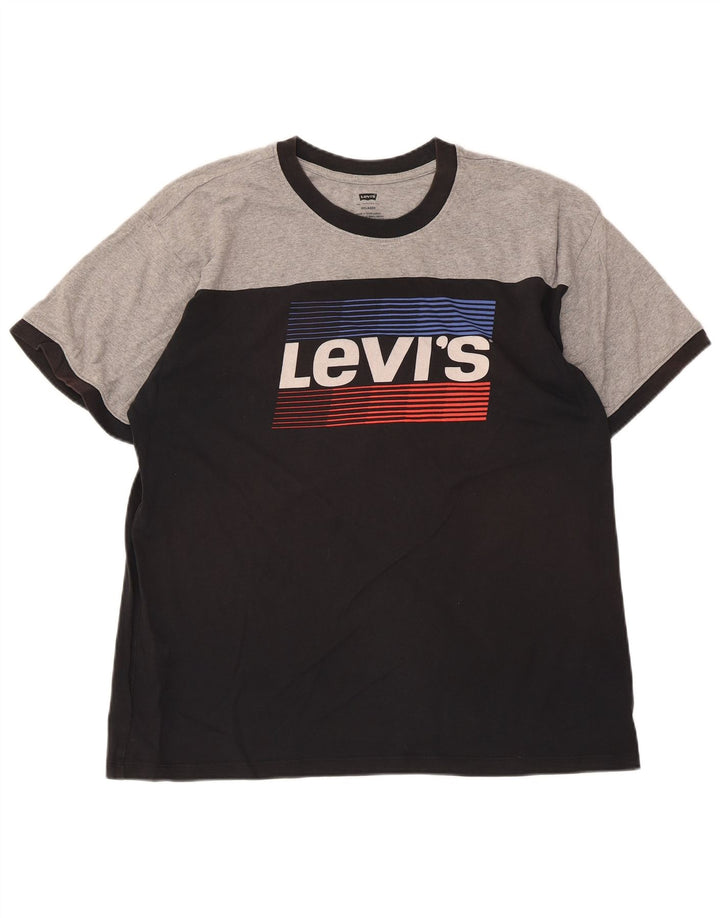 Męska koszulka Levi's o swobodnym kroju z grafiką, bawełniana w kolorze średniej czerni