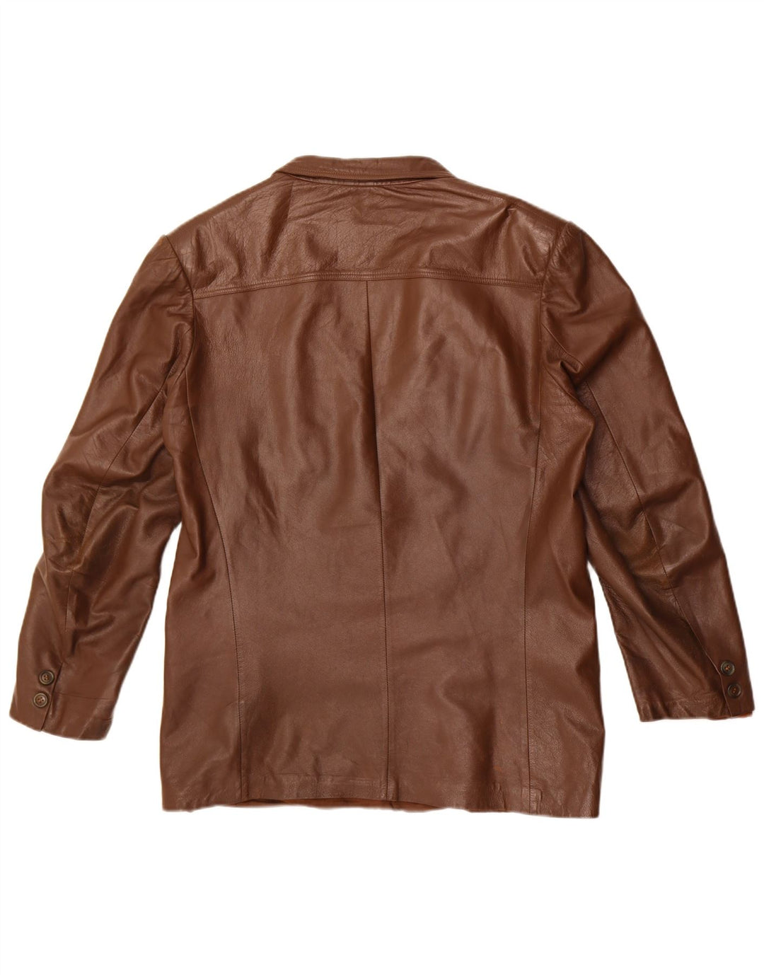 Vintage męska skórzana marynarka zapinana na 2 guziki UK 40, duża brązowa