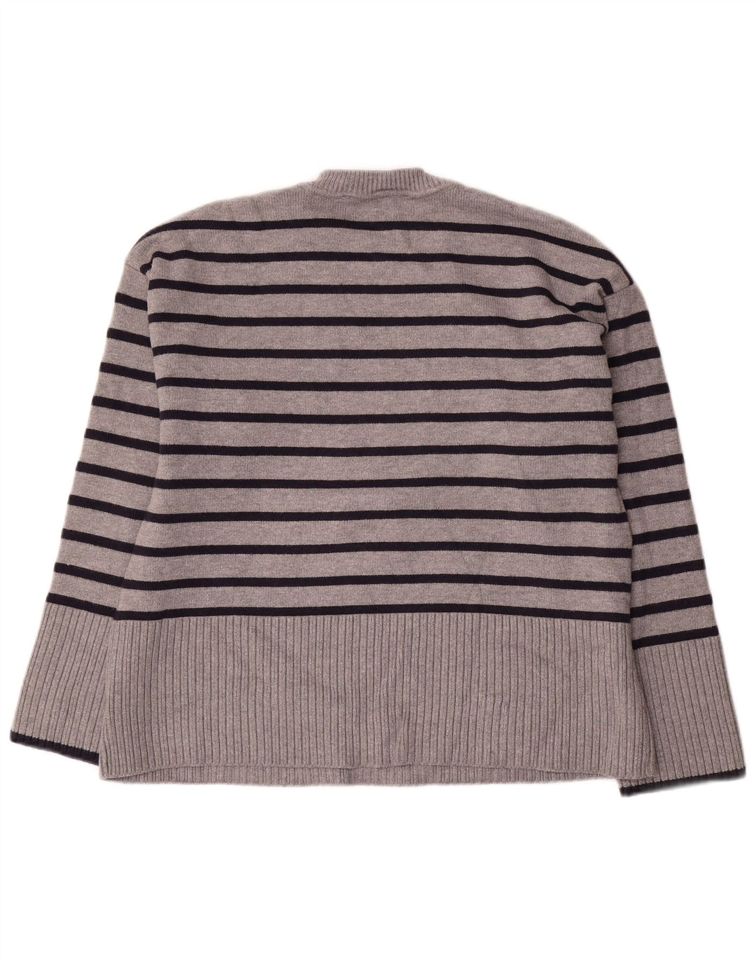Damski sweter oversize Zara z okrągłym dekoltem UK 10 w małe szare paski