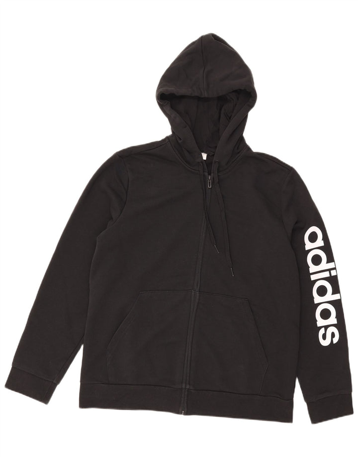 Męski sweter Adidas z grafiką i zamkiem błyskawicznym, duży, czarny