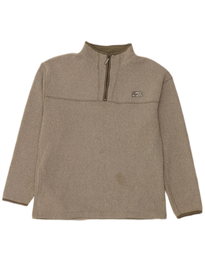 Weird Fish Męski sweter z zamkiem błyskawicznym, duży, poliestrowy khaki