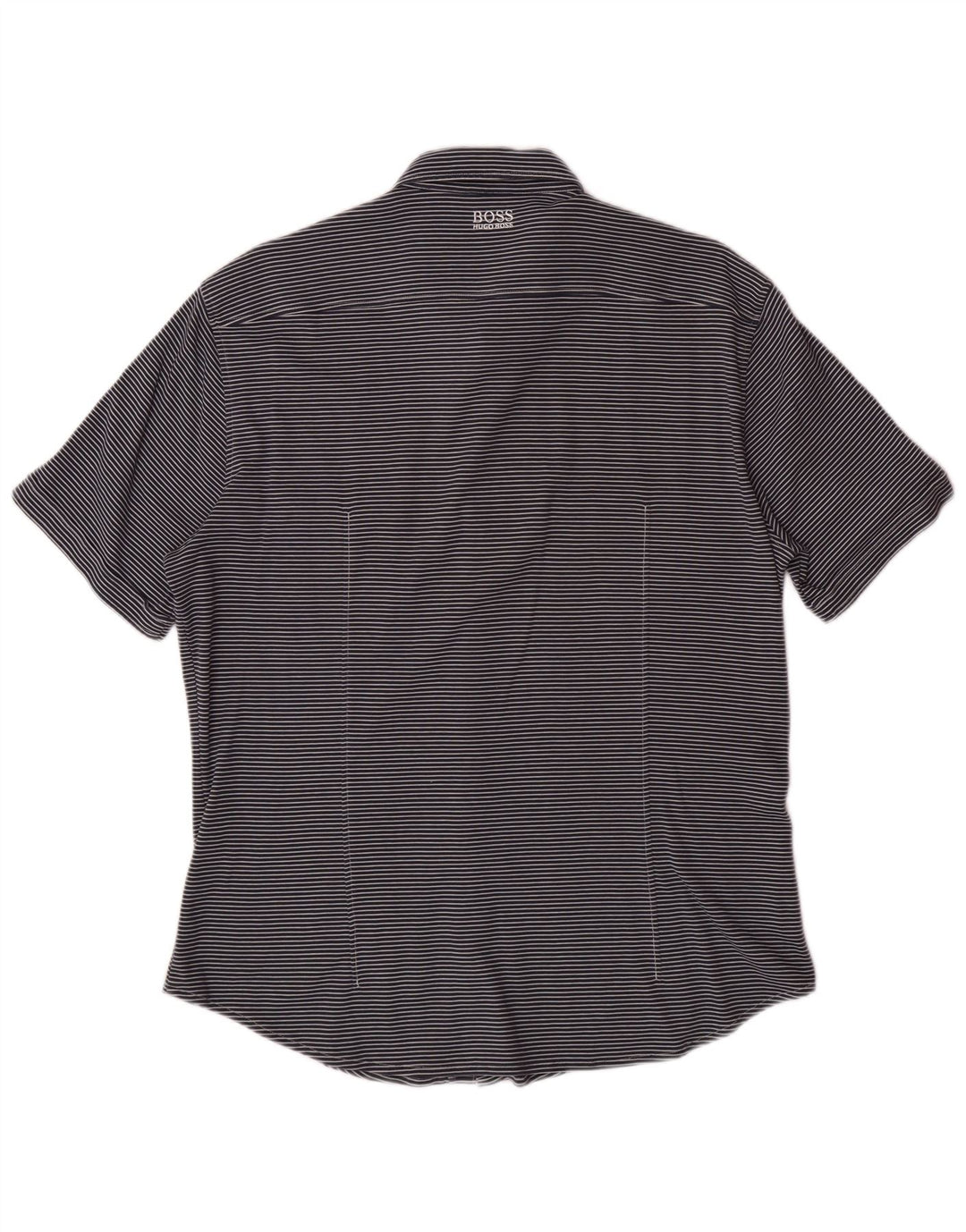 Męska koszula z krótkim rękawem HUGO BOSS Slim Fit w duże granatowe paski