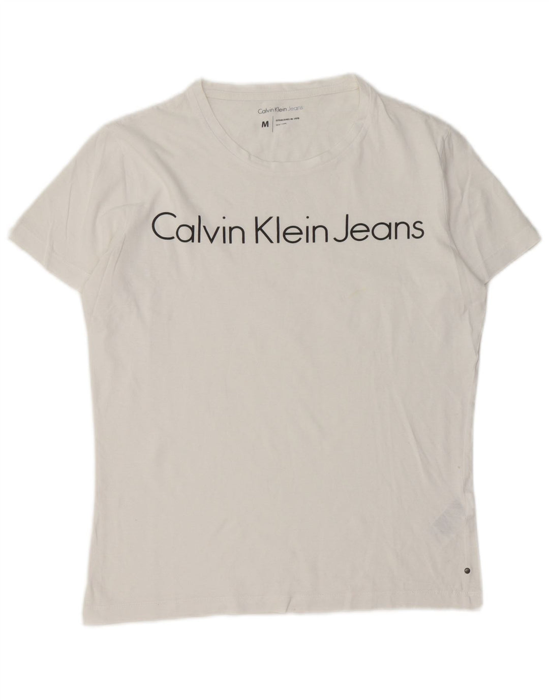 Męska koszulka z grafiką Calvin Klein Jeans, średnia, biała bawełna
