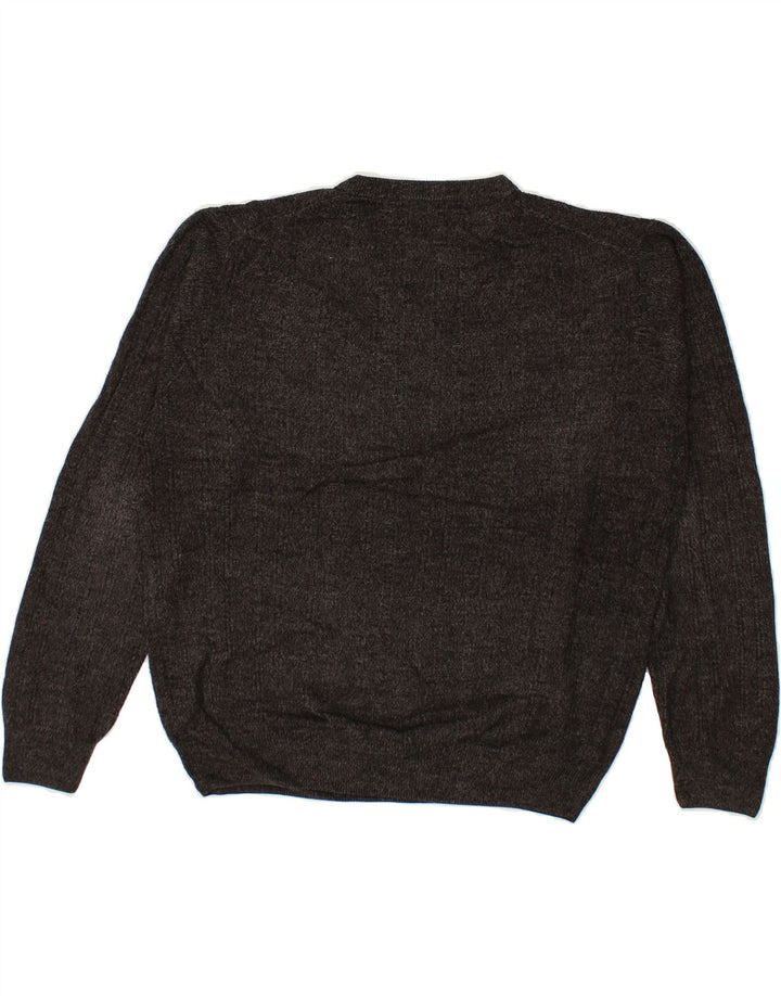 DOCKERS Womens V-Neck Jumper Sweater UK 14 Medium Grey Flecked Acrylic Vintage Dockers and Second-Hand Dockers from Messina Hembry 