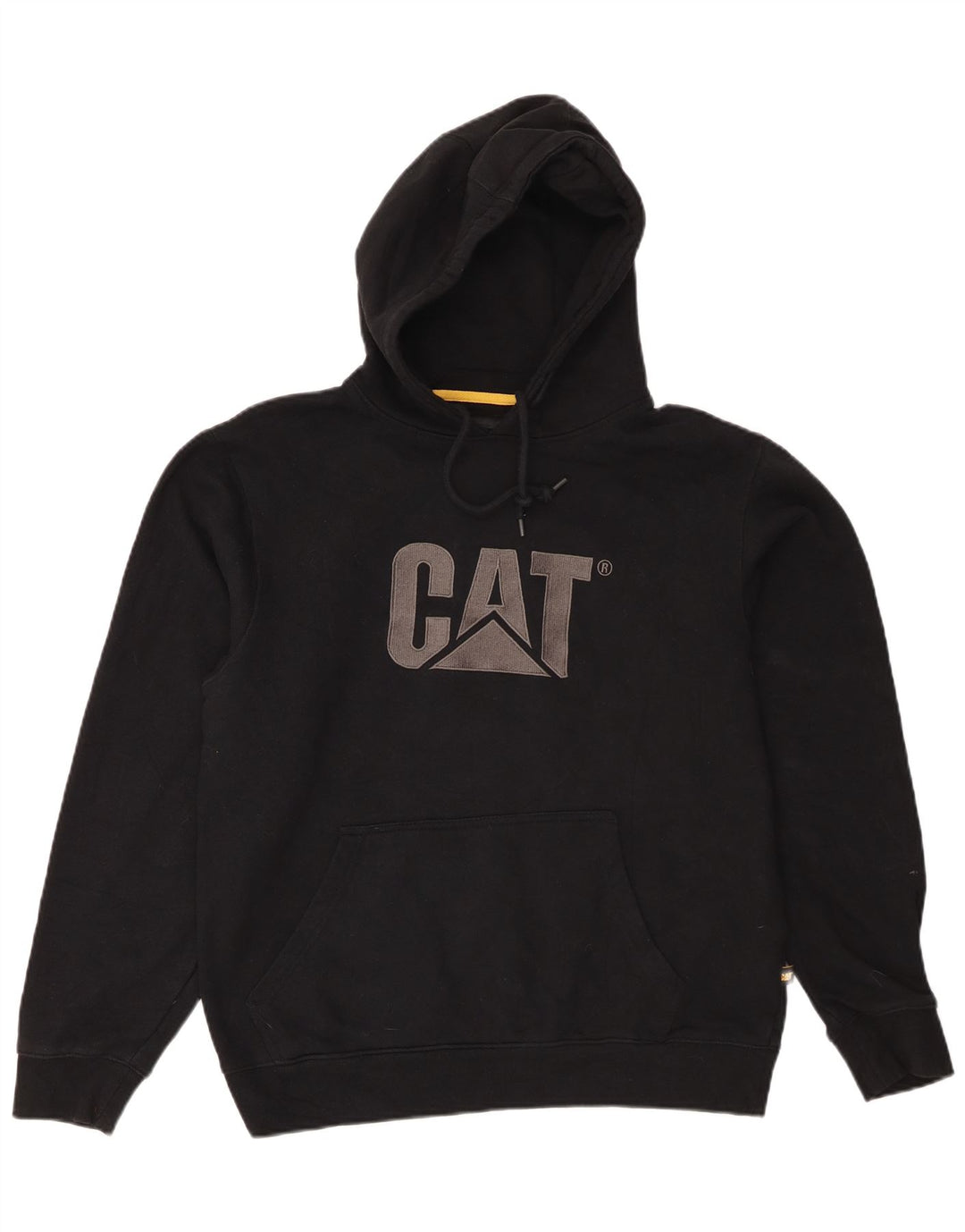 Męski sweter z kapturem i grafiką CAT, duży, czarny, bawełniany