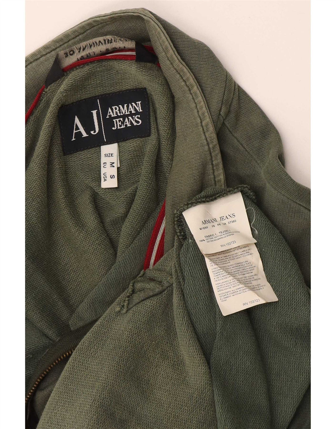 Męska kurtka dresowa Armani Jeans, średnia zielona bawełna