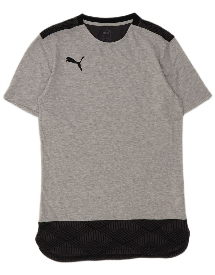T-shirt męski Puma, mały, szary, geometryczny, bawełniany