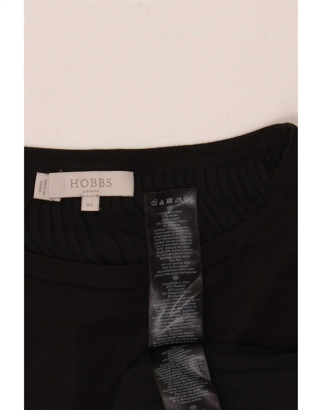 Damski top oversize Hobbs z rękawem 3/4, UK 6 XS, czarny modal