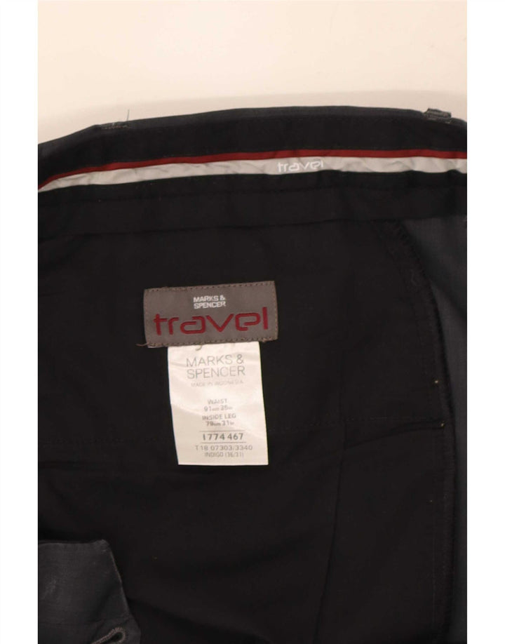 Marks & Spencer Męskie proste spodnie chino W36 L31 Niebieski poliester