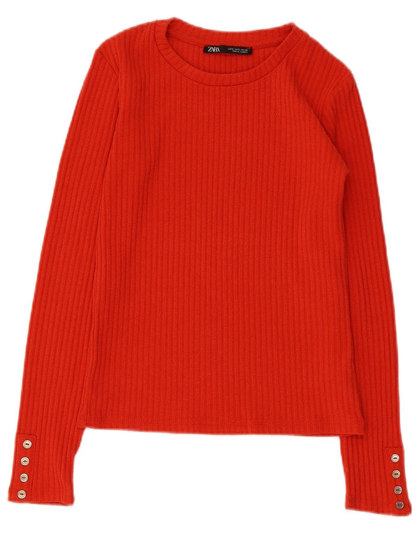 Zara Womens Top Long Sleeve UK 8 Small Red