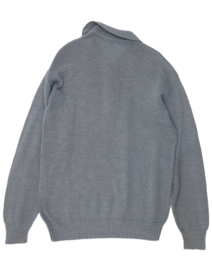 Męski sweter z dekoltem w stylu vintage, średnioszary, geometryczny, wełniany alpaka