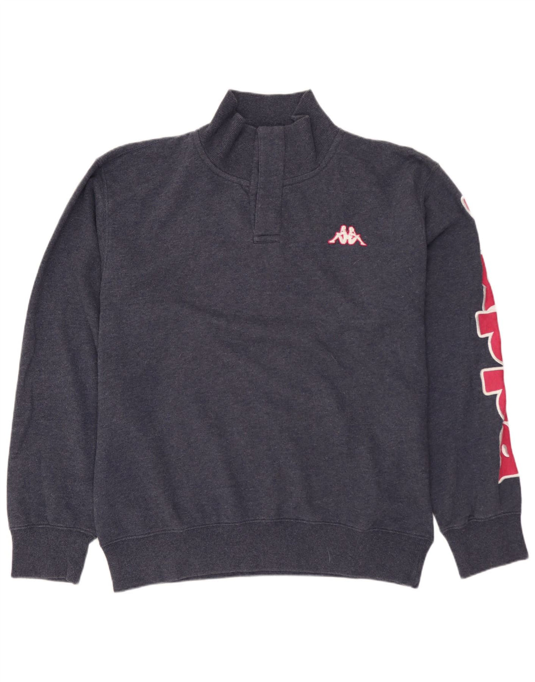 Męski sweter KAPPA z grafiką i zamkiem błyskawicznym, duży, granatowy, bawełniany