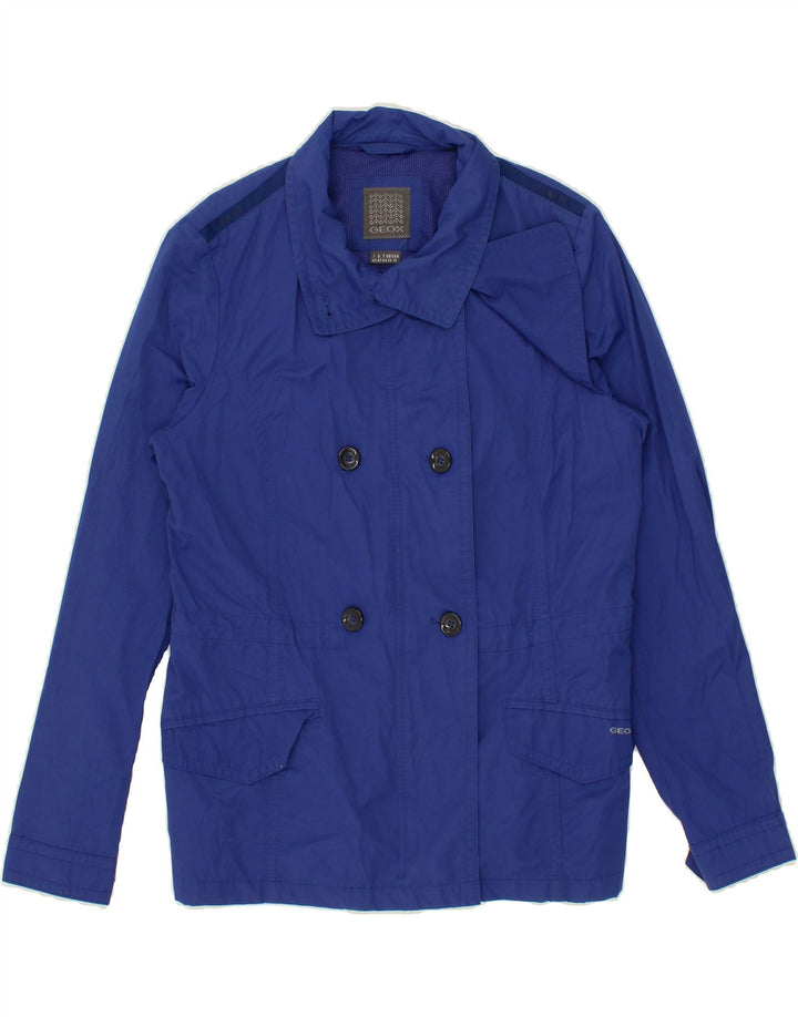 GEOX Womens Double Breasted Trench Coat UK 14 Medium Blue Polyamide Vintage Geox and Second-Hand Geox from Messina Hembry 