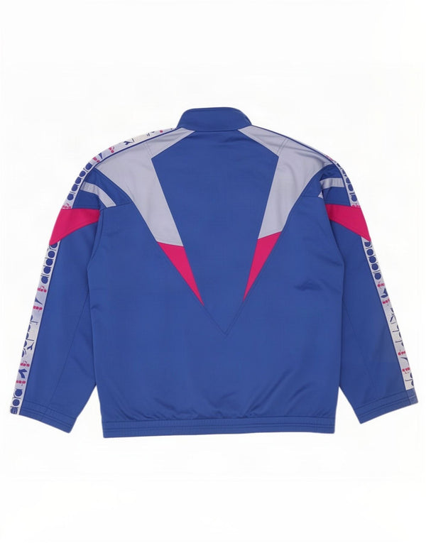 Diadora Mens Graphic Tracksuit Top Jacket UK 46 XL Blue Colourblock