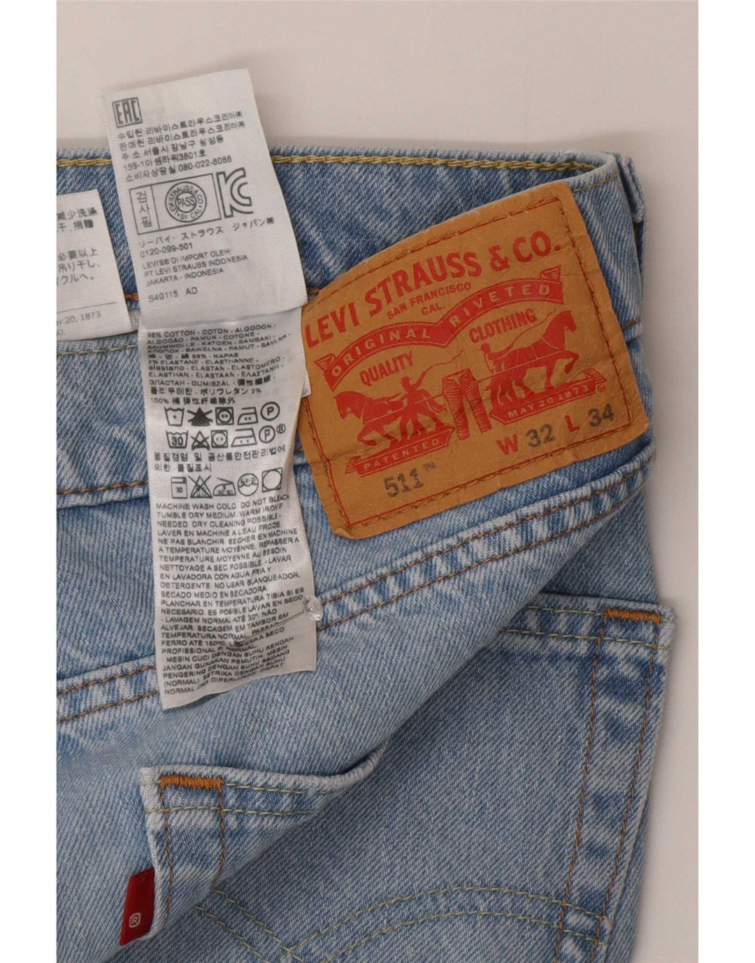 Męskie jeansy Levi's 511 Slim W32 L34 Niebieska bawełna