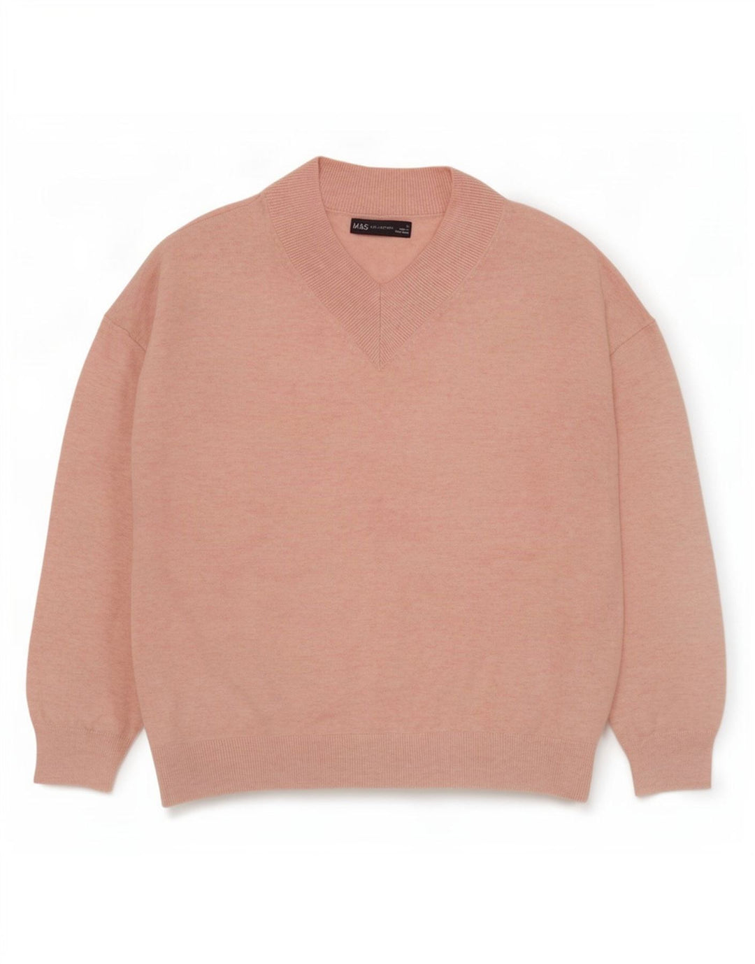 Marks & Spencer Damski sweter oversize z dekoltem w kształcie litery V, UK 10, mały, różowy
