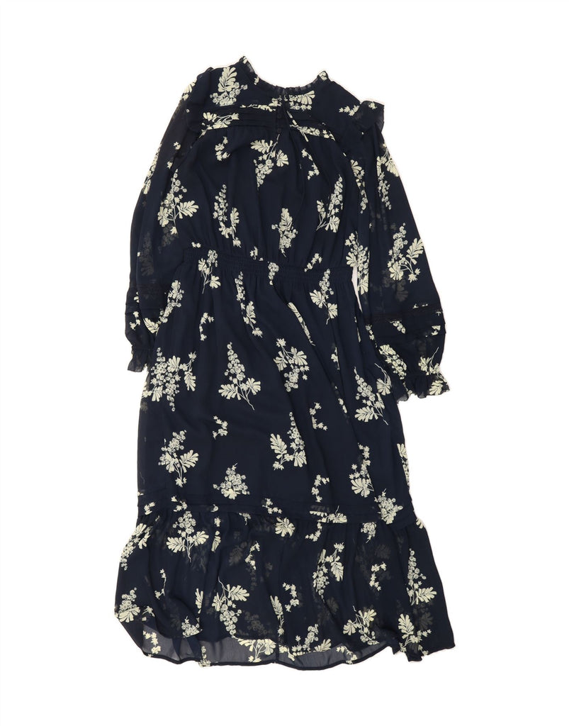PER UNA Womens Long Sleeve Maxi Dress UK 12 Medium Navy Blue Floral Vintage Per Una and Second-Hand Per Una from Messina Hembry 