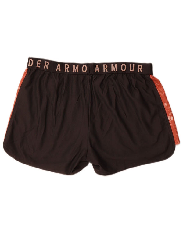 UNDER ARMOUR Womens Heat Gear Sport Shorts UK 14 Large  Black Colourblock