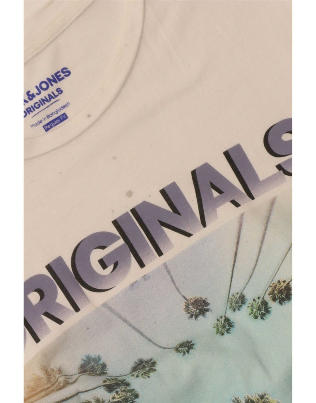 Męski T-shirt z grafiką Jack & Jones o regularnym kroju, duży, biały, bawełniany