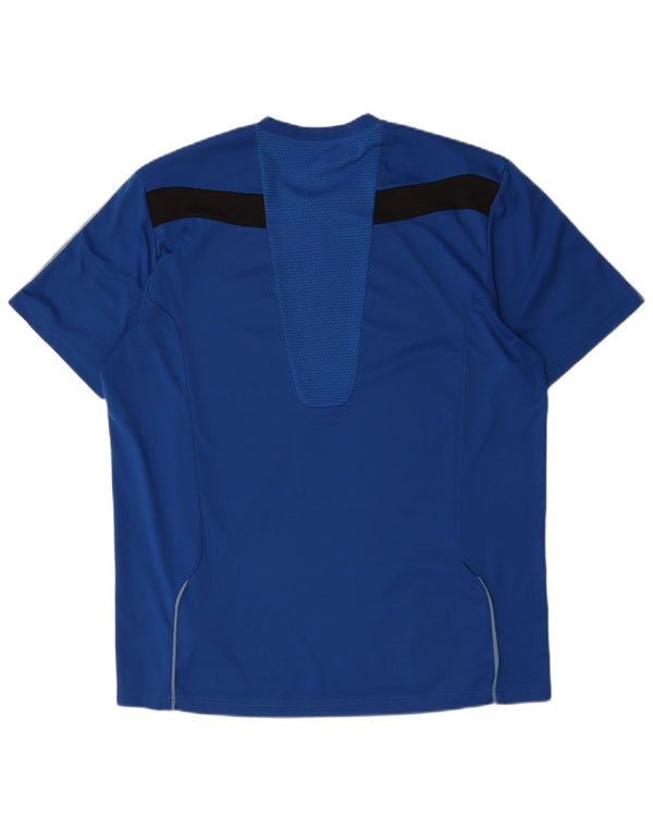 Adidas Męski T-shirt Top XL Niebieski Poliester z blokami kolorów