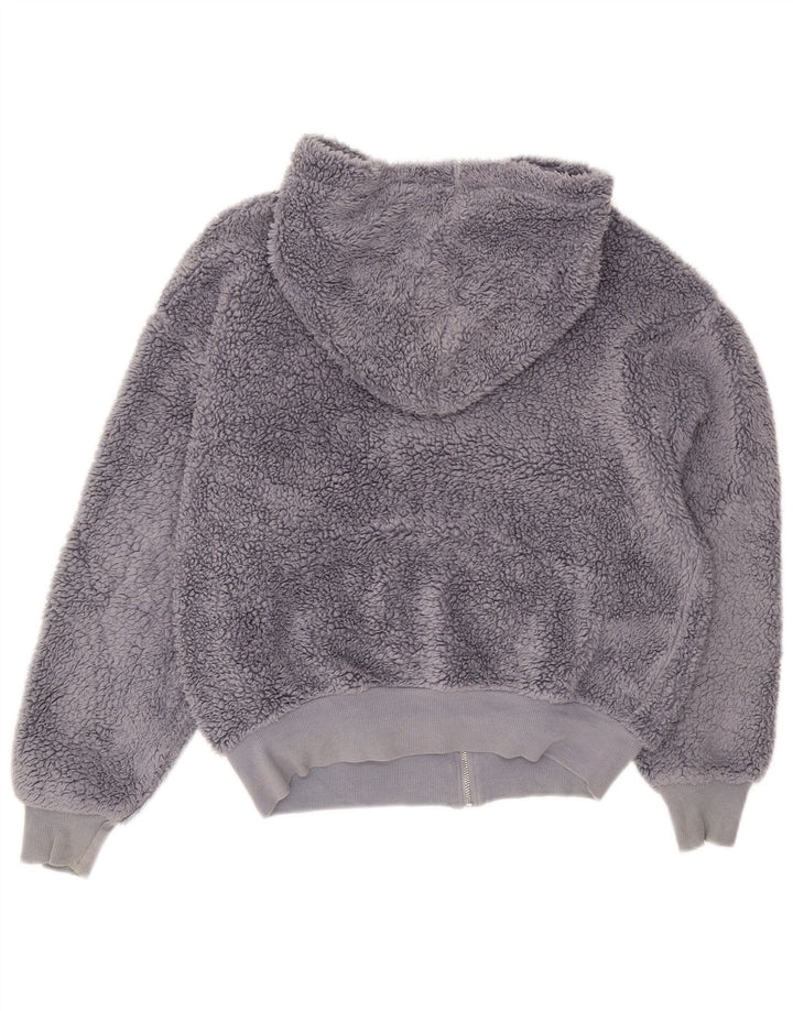Damska kurtka polarowa z kapturem, oversize, Topshop UK 6 XS, szary poliester