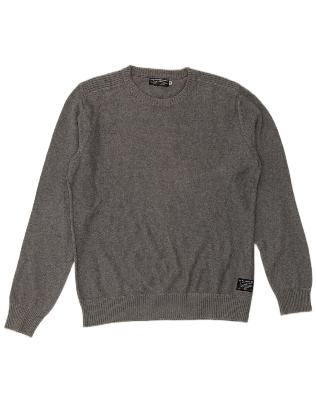 JACK & JONES Męski sweter z okrągłym dekoltem, średnioszary, bawełniany