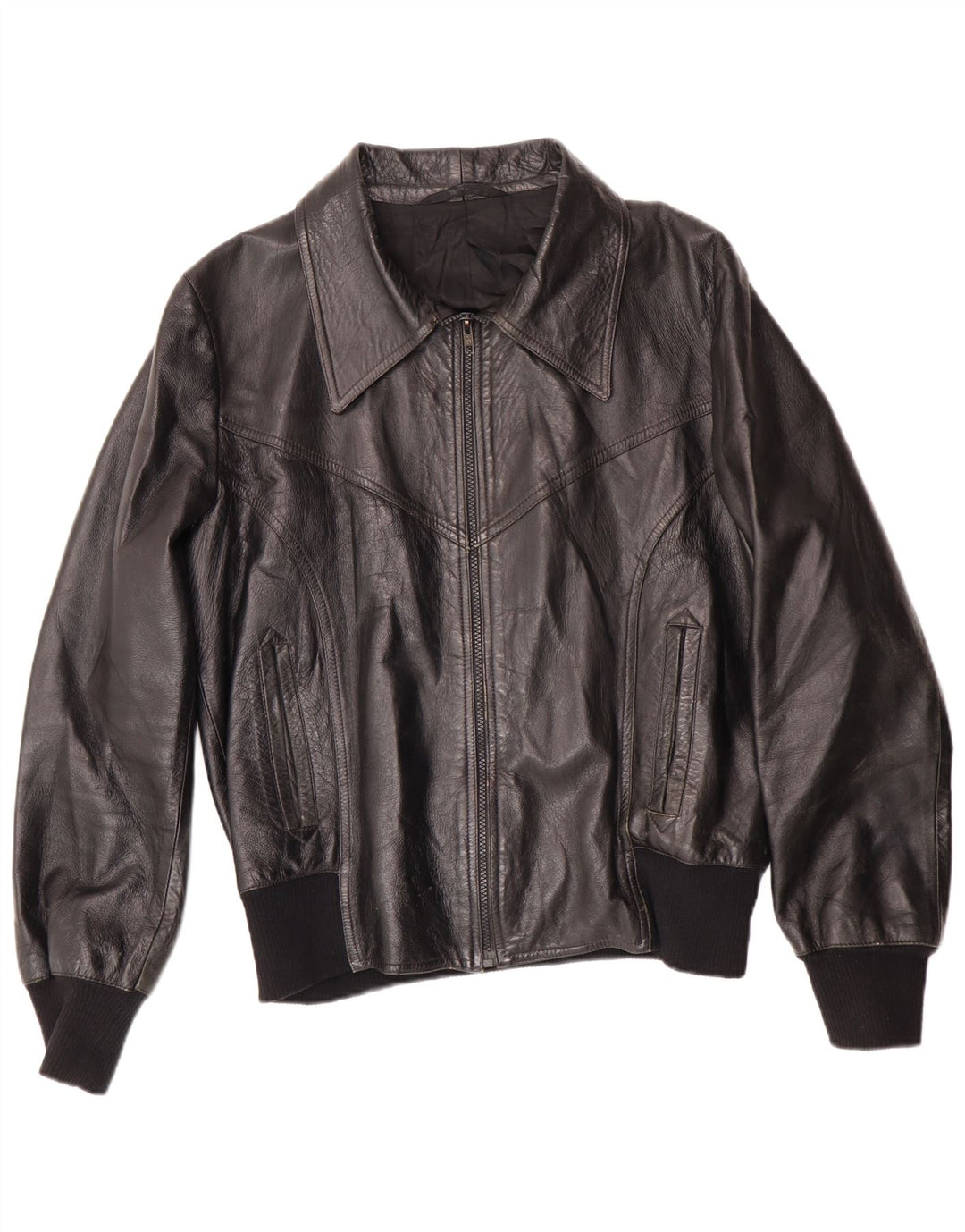 Vintage męska kurtka skórzana UK 38 Medium Black Classic