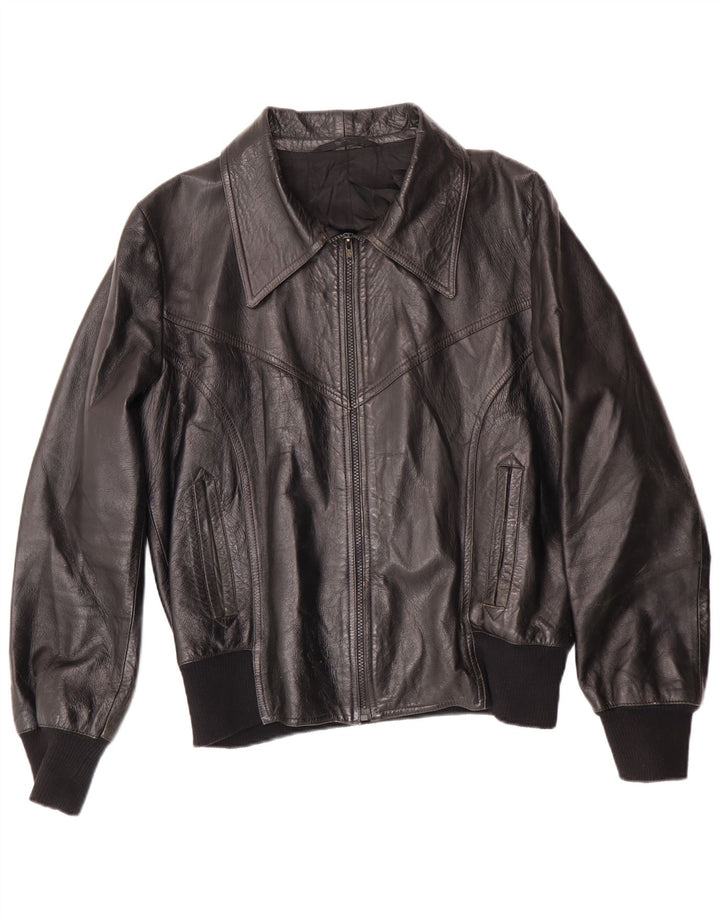 Vintage męska kurtka skórzana UK 38 Medium Black Classic