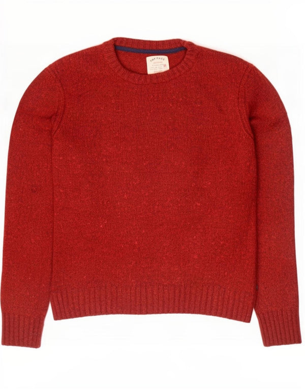 Męski sweter z okrągłym dekoltem Fat Face, duży, bordowy, nakrapiany, bawełniany