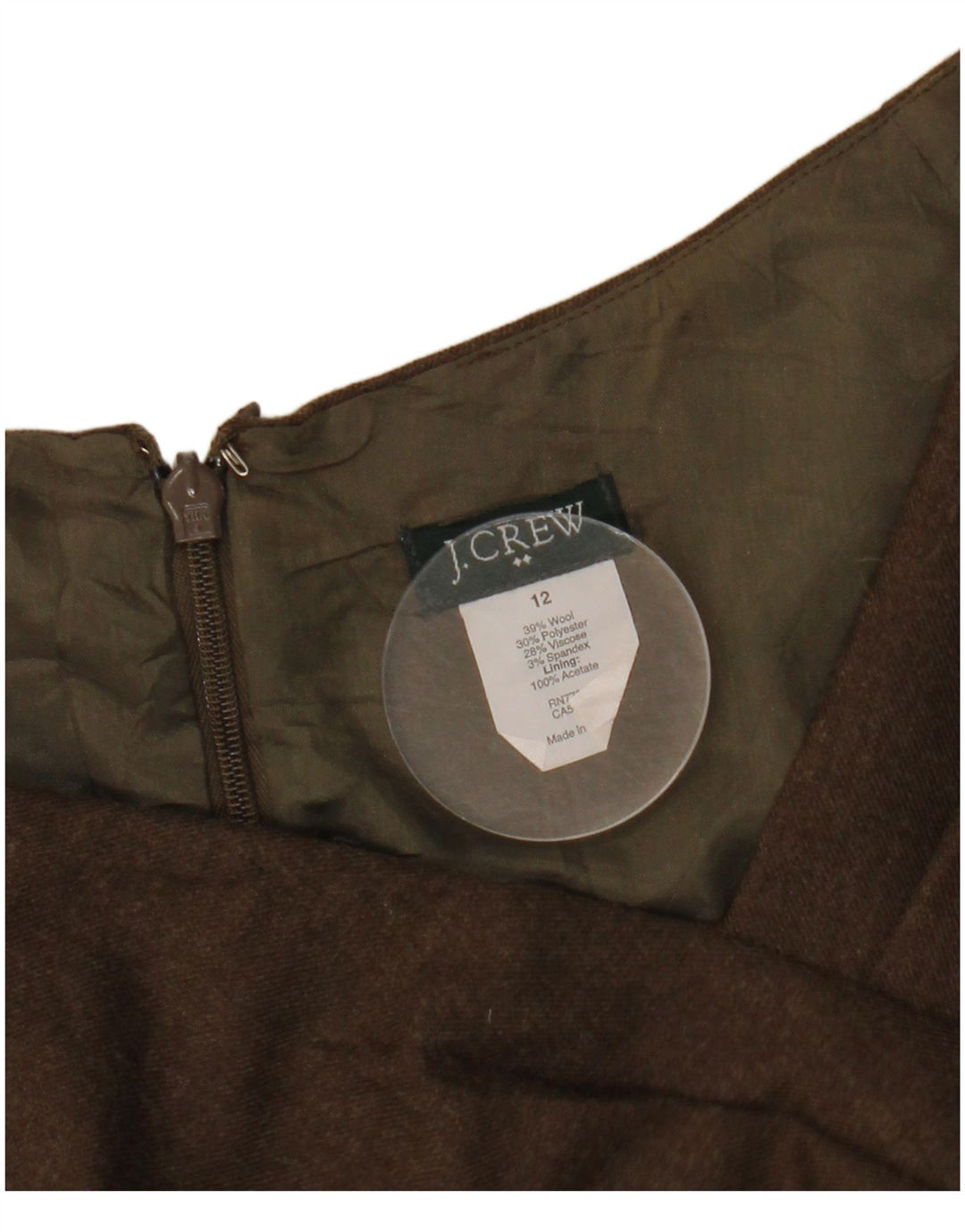 J. CREW Damska sukienka płaszczowa US 12, duża, brązowa wełna