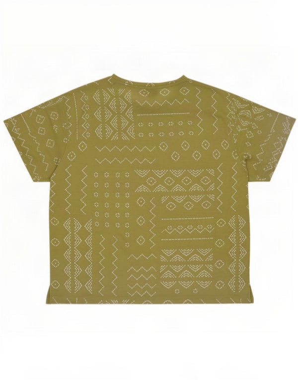 Marks & Spencer T-shirt damski Top UK 14, duży, zielony, geometryczny poliester