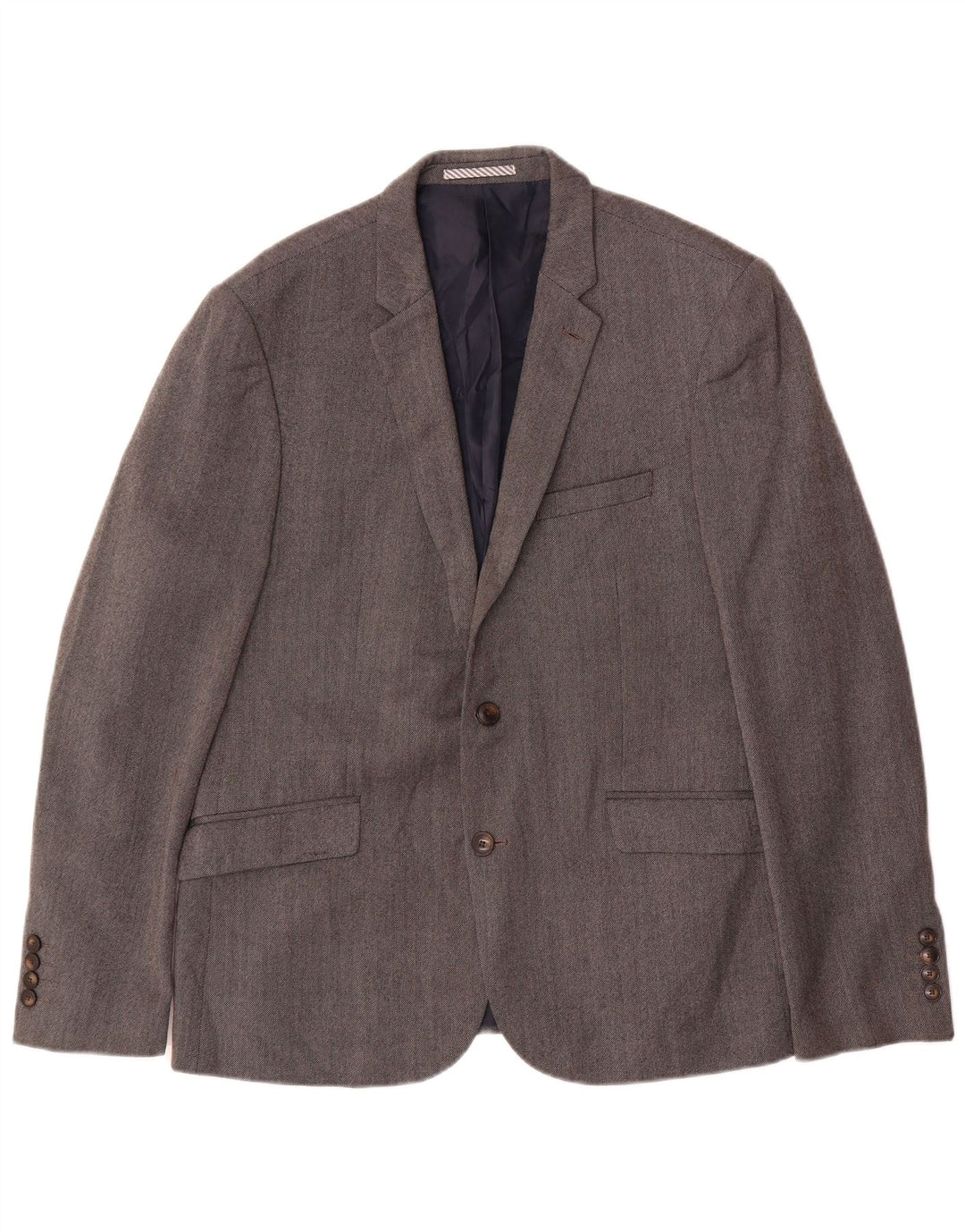 Marks & Spencer Męska marynarka slim fit z 2 guzikami, UK 42, duża, szara wełna
