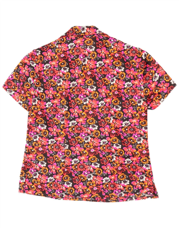 Bluzka damska Vintage Top UK 14, duża, czerwona w kwiaty