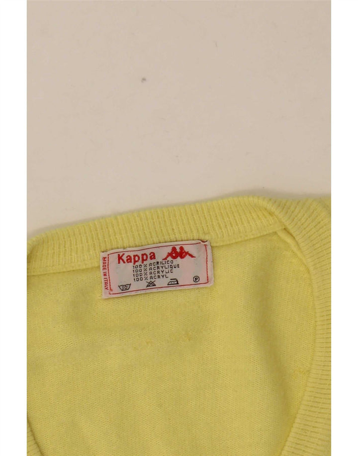 Męski sweter Kappa z dekoltem w kształcie litery V, średni żółty akryl