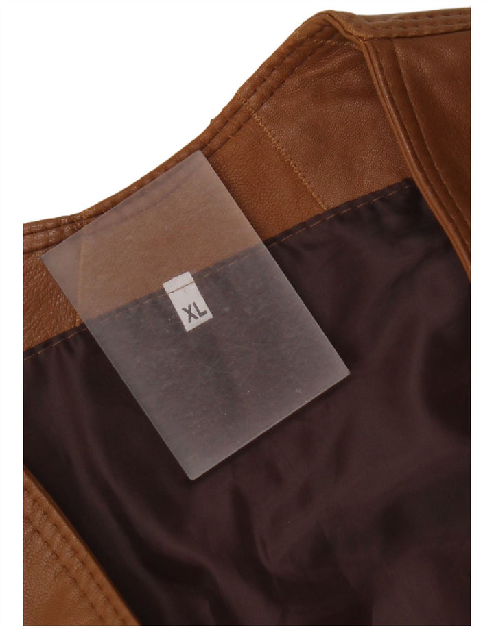 Vintage męska skórzana kamizelka XL brązowa