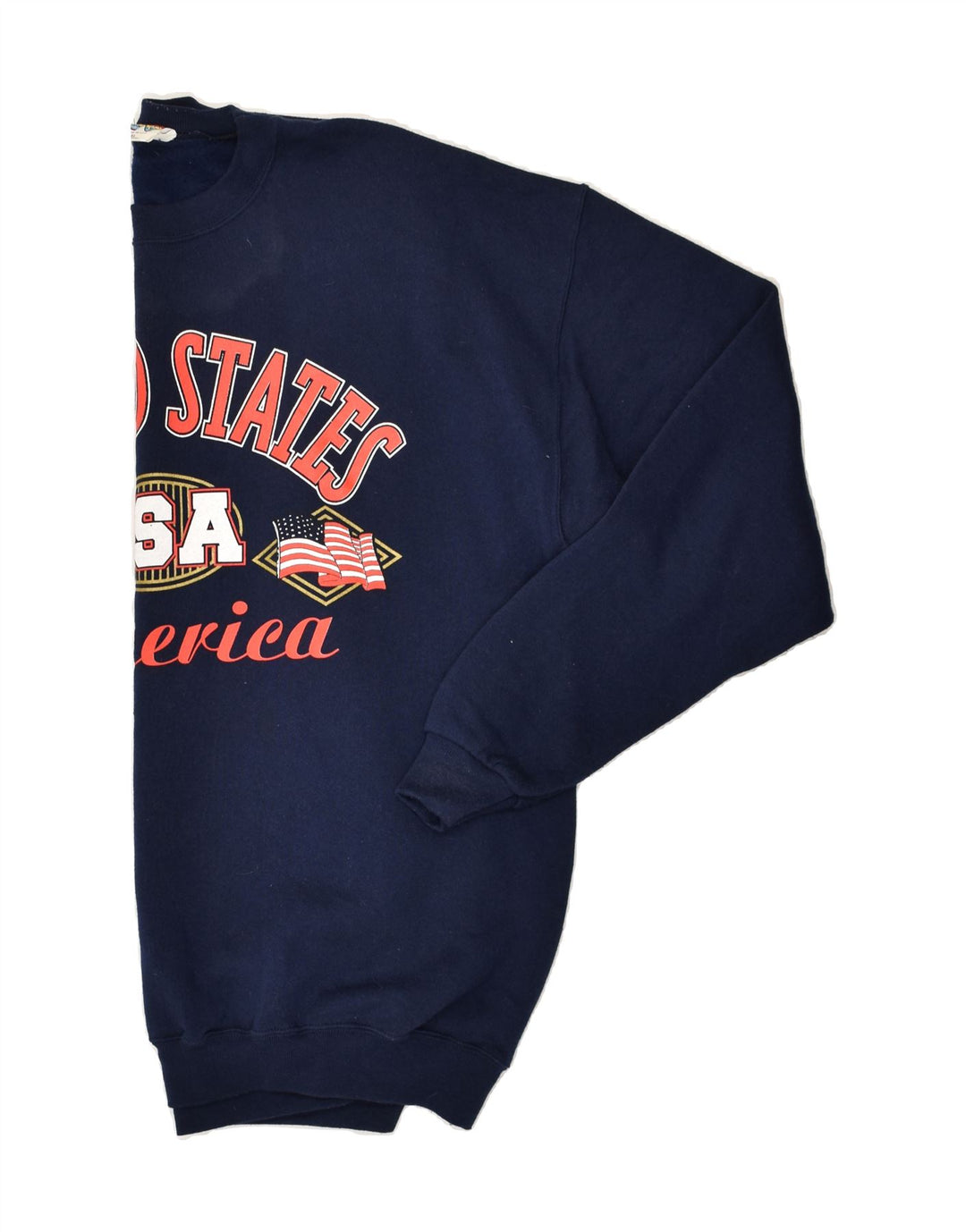 VINTAGE Mens Graphic Sweatshirt Jumper XL Navy Blue Polyester Vintage Vintage and Second-Hand Vintage from Messina Hembry 