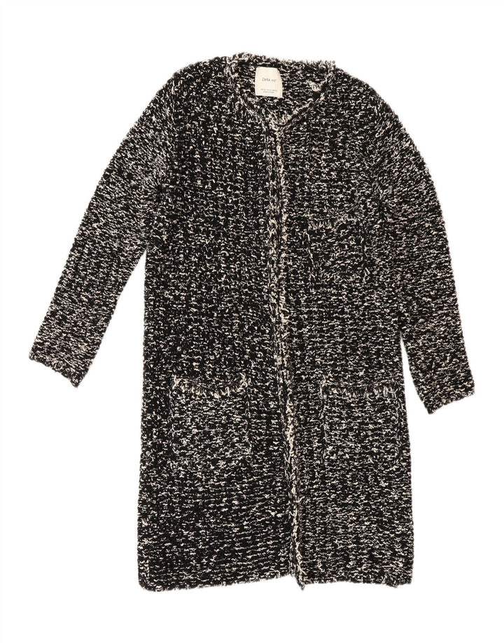 Damski sweter o przedłużonym fasonie Zara UK 14, średni, czarny, nakrapiany