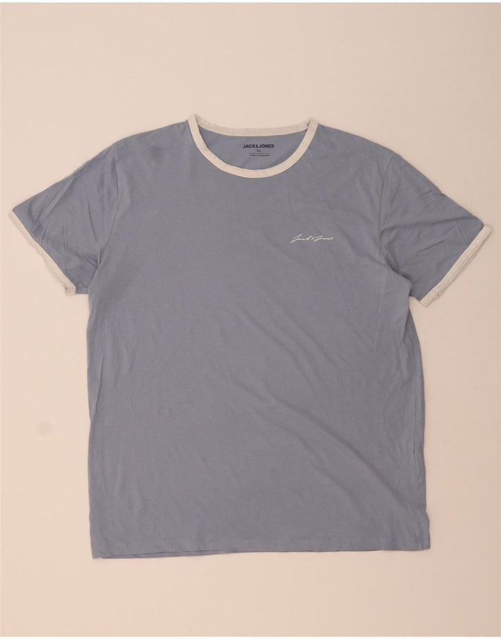 Męska koszulka T-shirt JACK & JONES, XL, niebieska, bawełniana