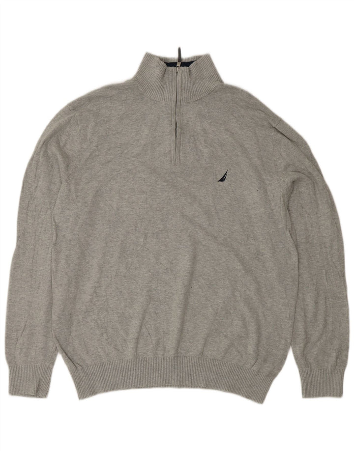 Męski sweter z zamkiem błyskawicznym NAUTICA, duży, szary